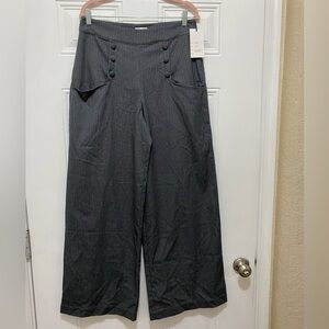 Women's Gray Pinstripe Wide-Leg Pants